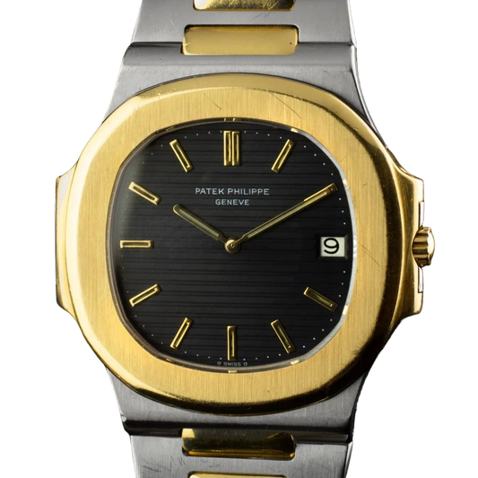 Luxury Two-Tone Patek Philippe with Black Dial | Premium Watch for Gentlemen – Now Available