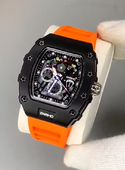Bariho Men's Watch - Orange Strap -The Diamond Dial