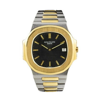 Luxury Two-Tone Patek Philippe with Black Dial | Premium Watch for Gentlemen – Now Available